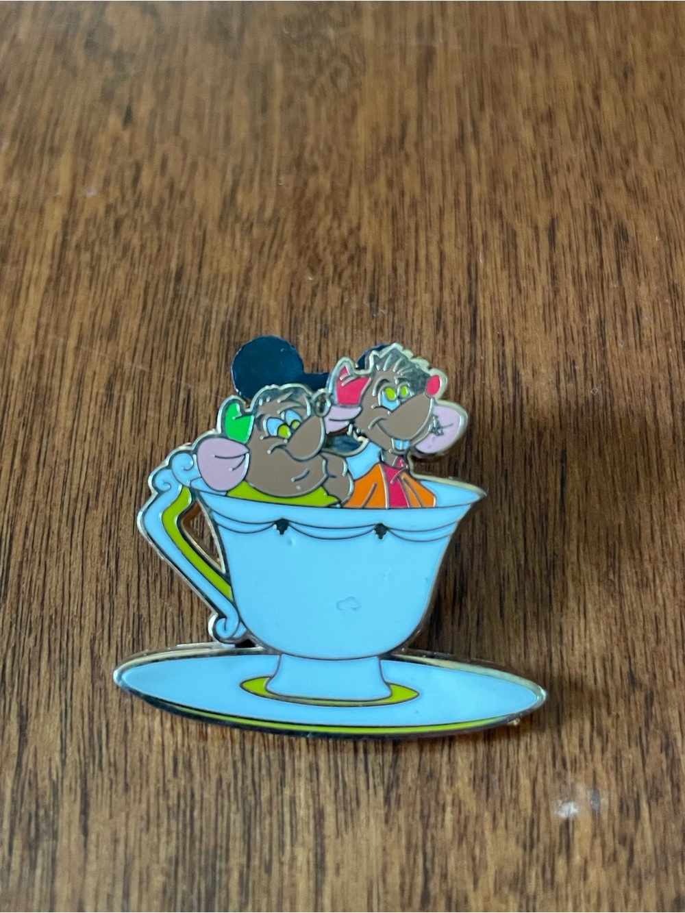 Tea Cup Mouse Enamel Pin - Blue
